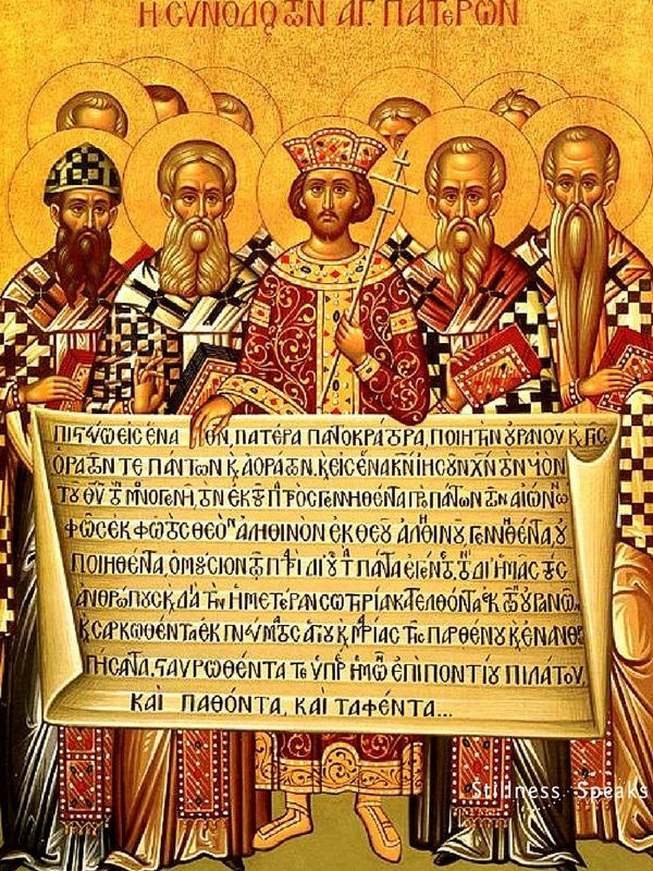  Eastern Christian icon depicting Emperor Constantine and the Fathers of the First Council of Nicaea 