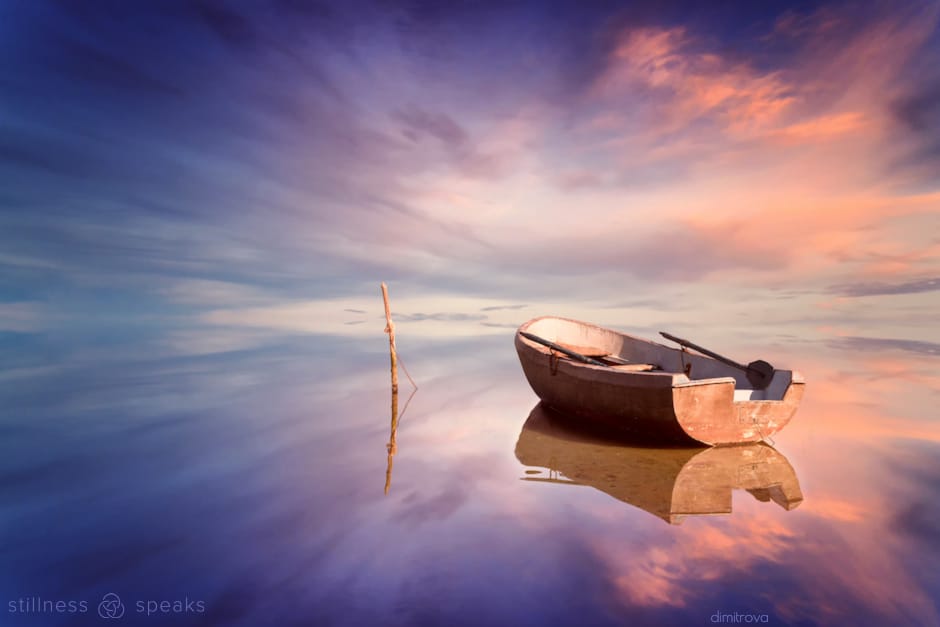 lonely boat sunset sea meditation doyle
