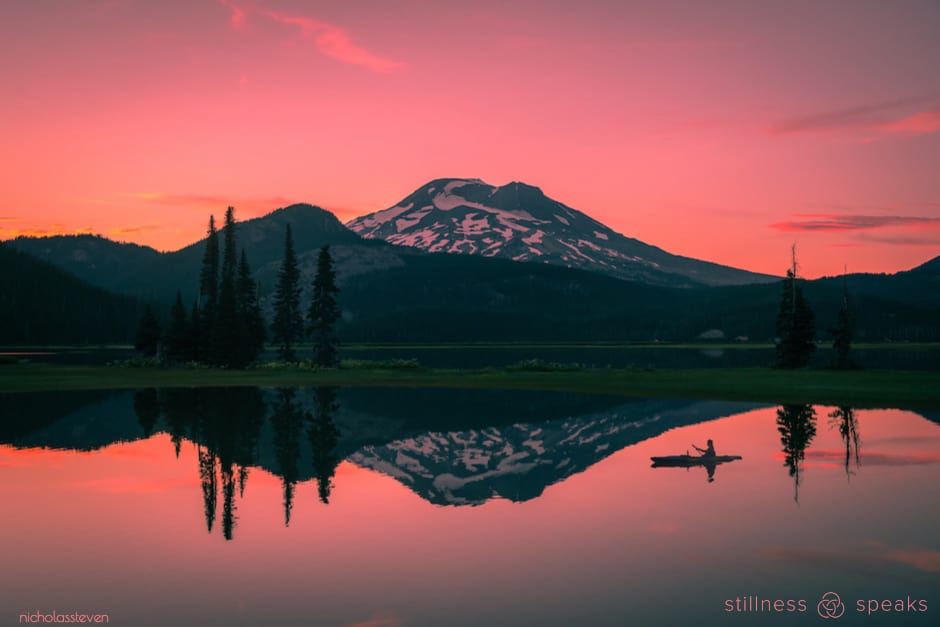silence stillness finley kayaker mountain
